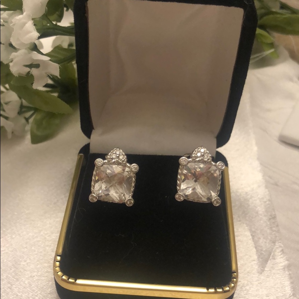 Judith Ripka Diamonique Cushion Cut Earrings